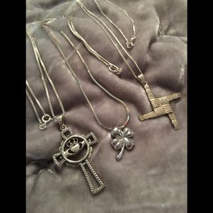 Sterling Silver Lot of 3 Irish Amulet Necklaces 18